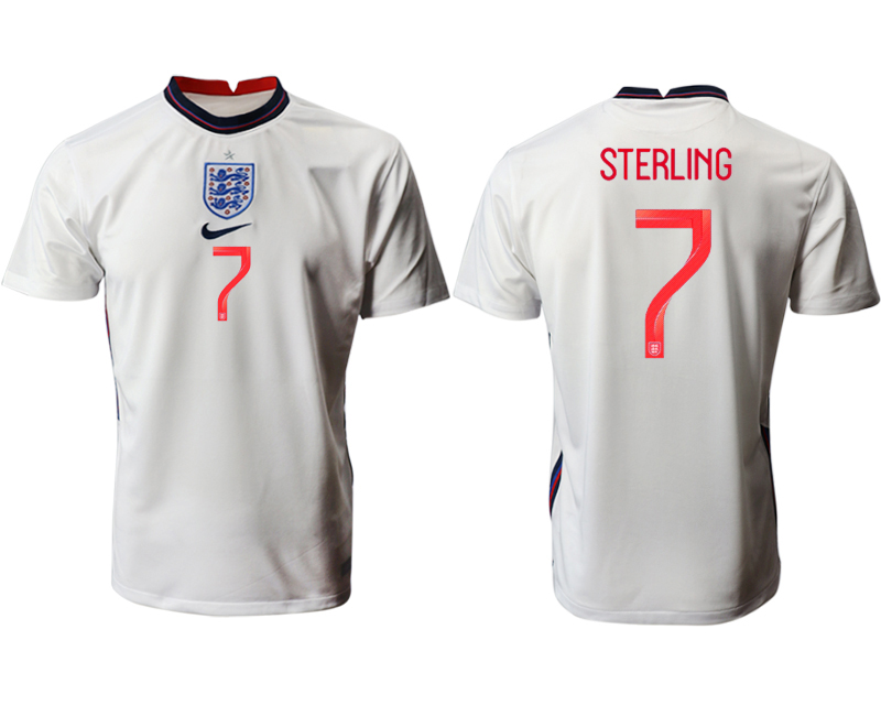 Men 2021 European Cup England home aaa version white #7 Soccer Jersey
